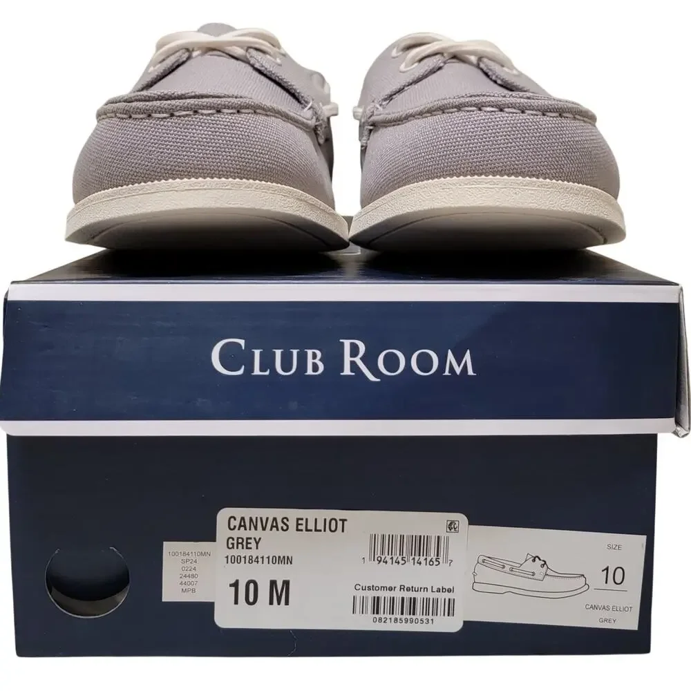 Club Room Men Elliot Canvas 2-Eye Casual Boat Shoes Size US 10M Grey